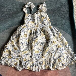 Joie Floral Textured Kids Dress in Yellow and Blue